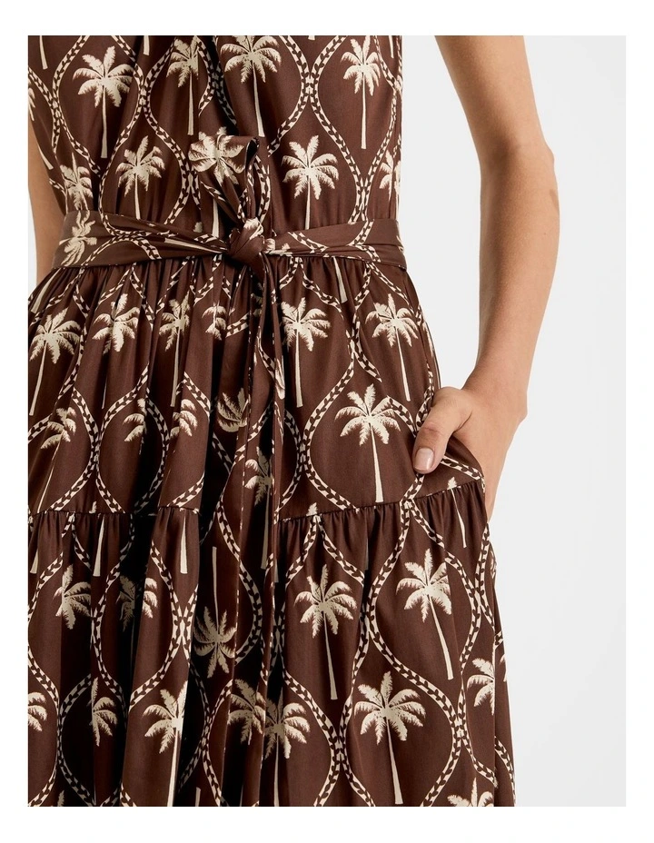 Palms Halter Sun Dress in Chocolate image 5