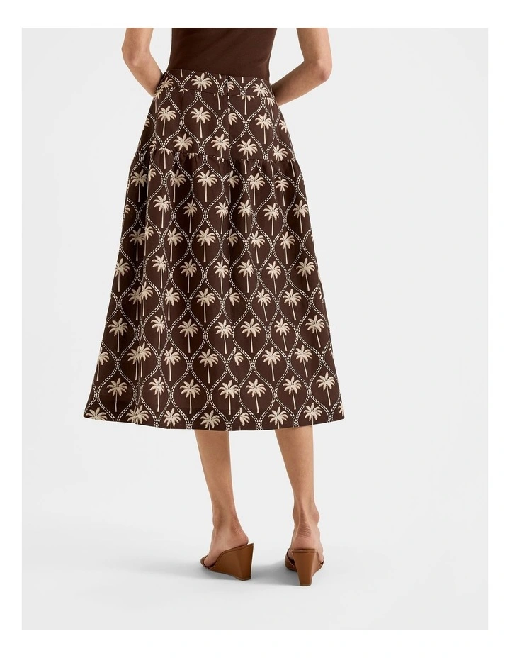 Palms Midi Skirt in Chocolate image 2