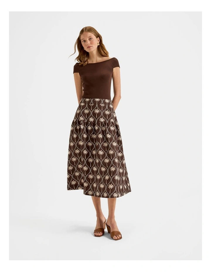Palms Midi Skirt in Chocolate image 3