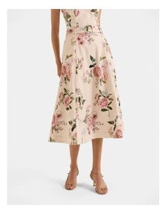 Sunset Rose Midi Skirt in Multi