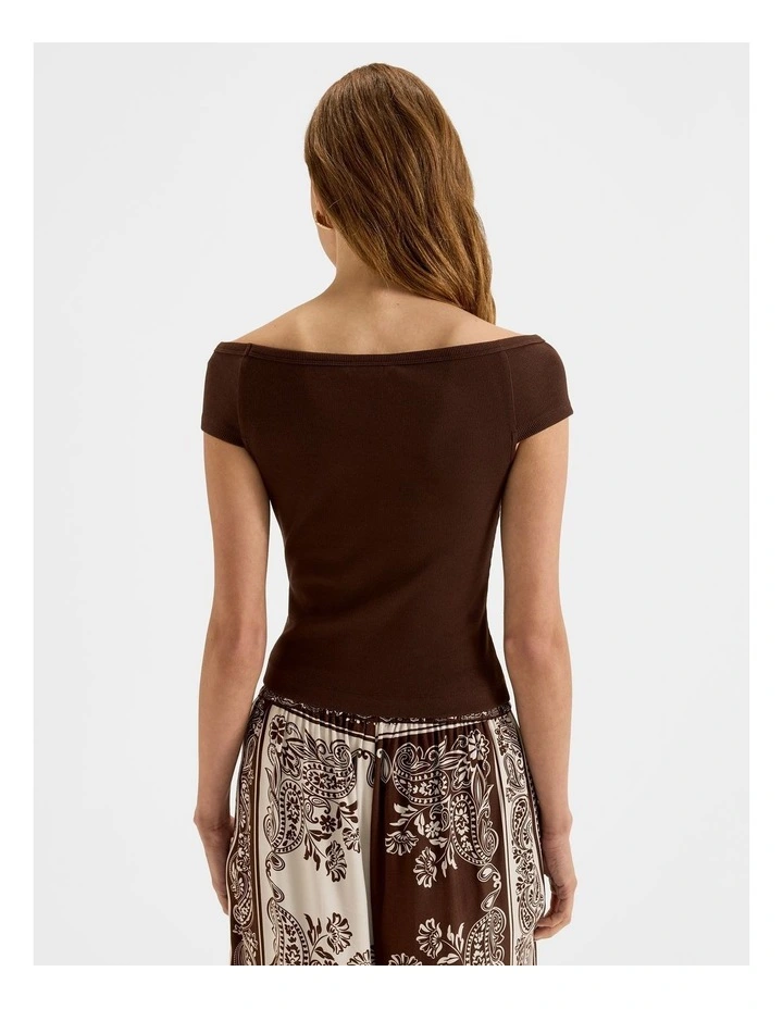 Isla Ribbed Top in Chocolate image 2