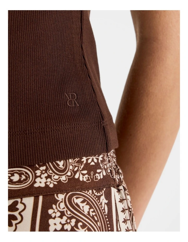 Isla Ribbed Top in Chocolate image 4