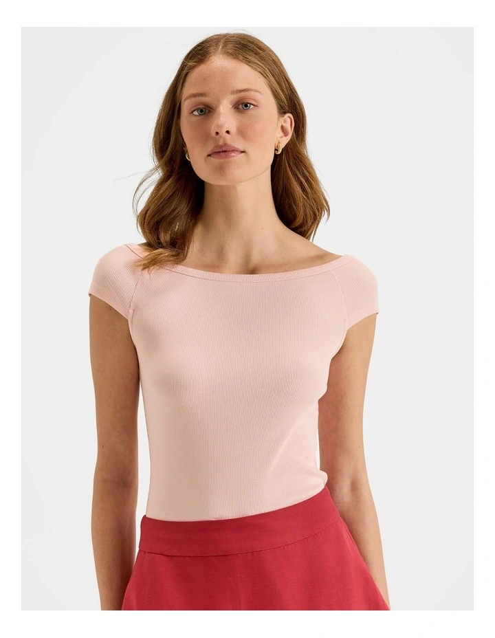 Isla Ribbed Top in Camelia Pink image 1