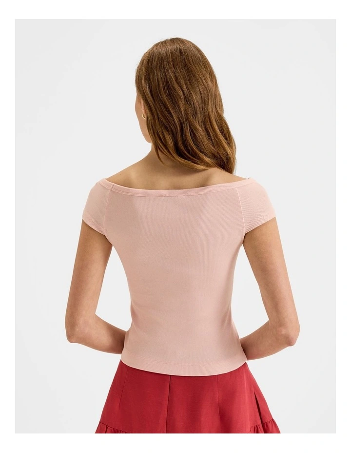 Isla Ribbed Top in Camelia Pink image 2