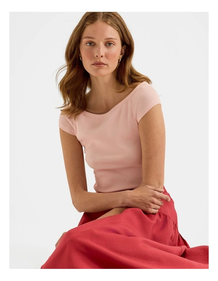 Isla Ribbed Top in Camelia Pink image 3