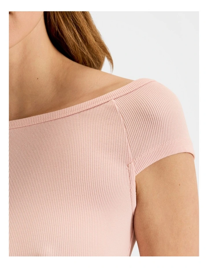 Isla Ribbed Top in Camelia Pink image 4