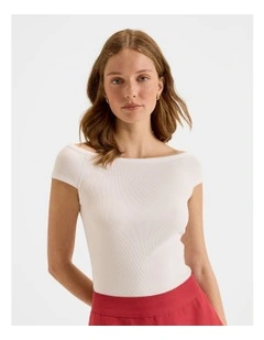 Isla Ribbed Top in Ivory