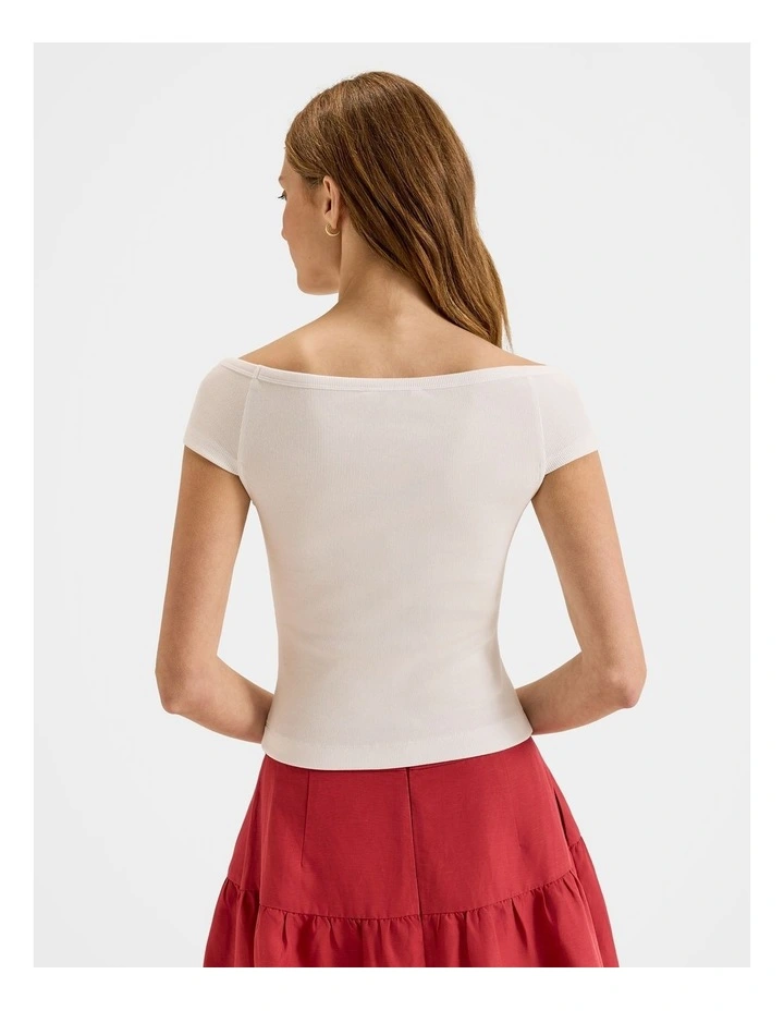 Isla Ribbed Top in Ivory image 2