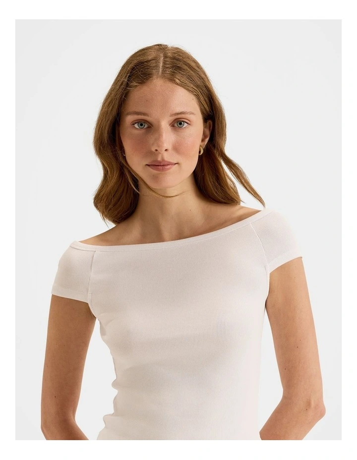 Isla Ribbed Top in Ivory image 3