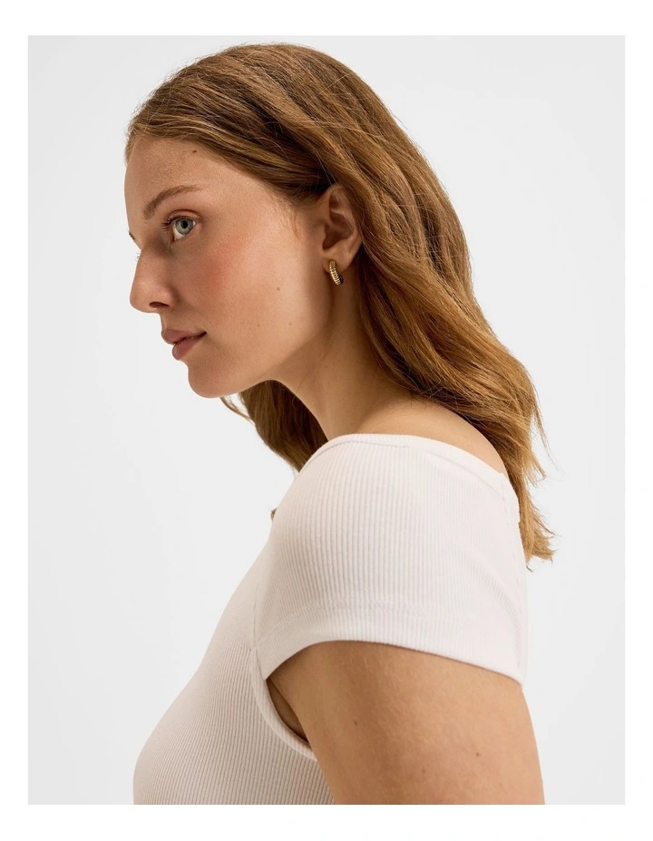 Isla Ribbed Top in Ivory image 4
