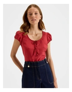Hamilton Blouse Top in Rumba Red