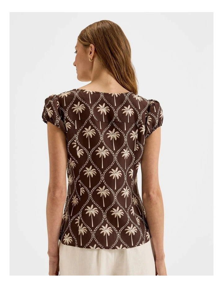 Palms Blouse Top in Chocolate image 2