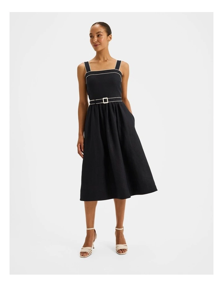 Jane Linen Sun Dress in Ink image 1