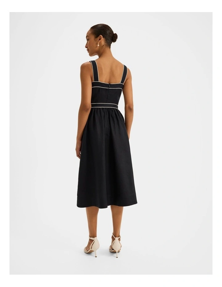 Jane Linen Sun Dress in Ink image 2