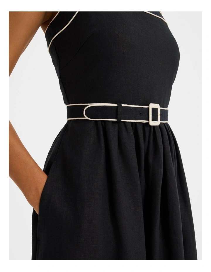 Jane Linen Sun Dress in Ink image 4