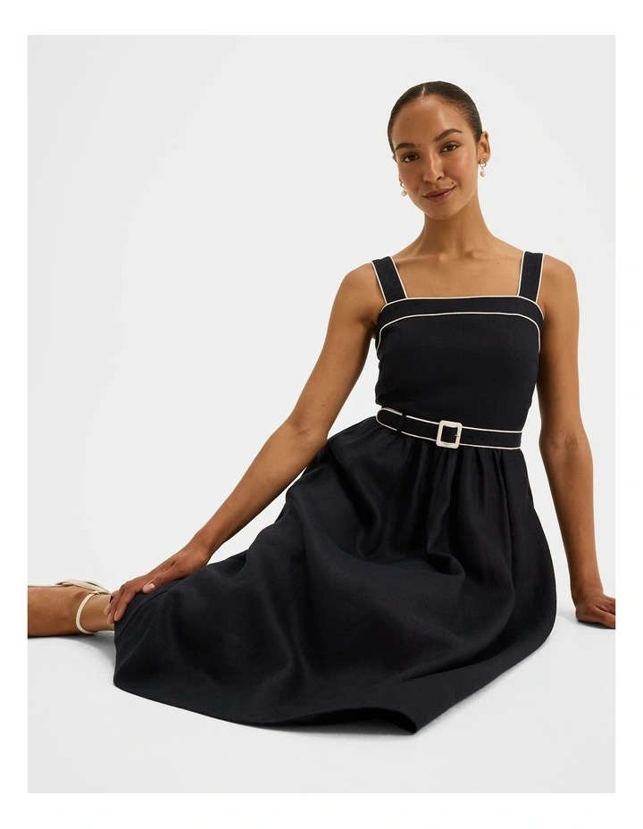 Jane Linen Sun Dress in Ink image 5