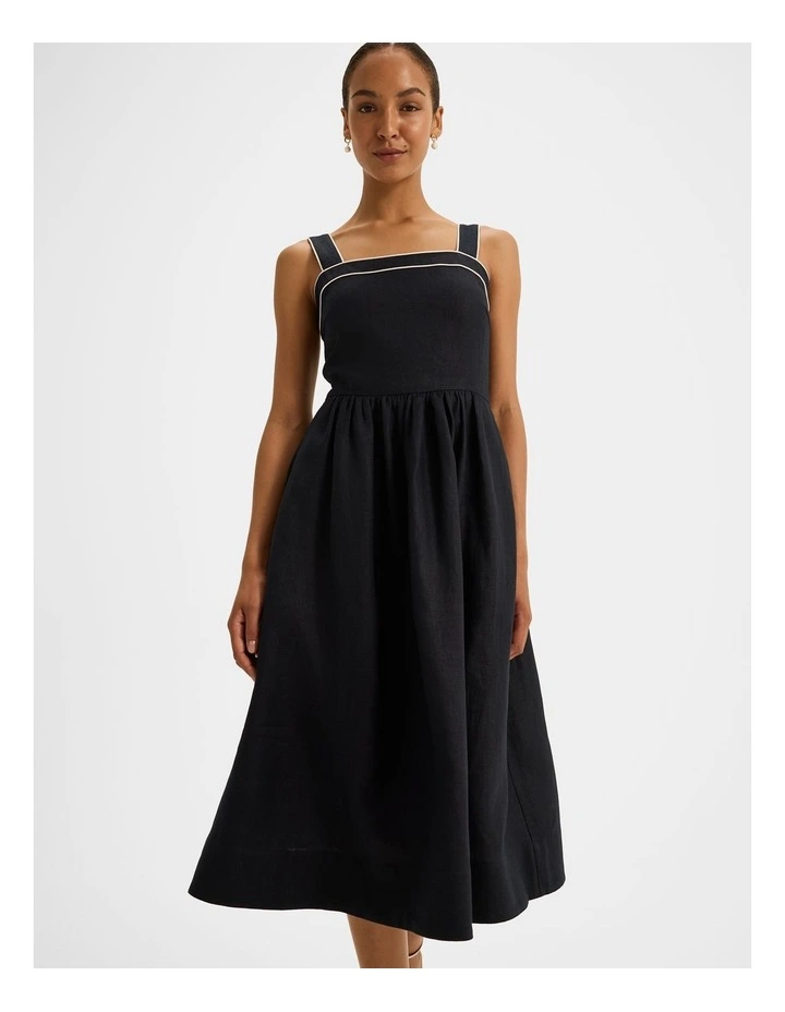 Jane Linen Sun Dress in Ink image 6