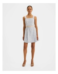 Grace Check Mini Dress in Sky Blue