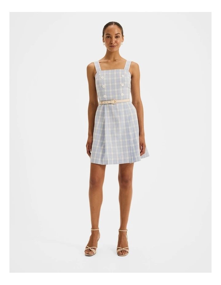 Grace Check Mini Dress in Sky Blue image 1