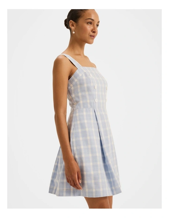 Grace Check Mini Dress in Sky Blue image 3