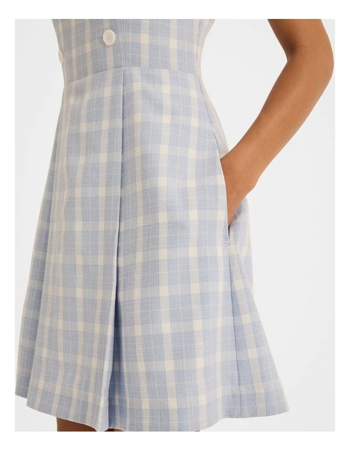 Grace Check Mini Dress in Sky Blue image 5