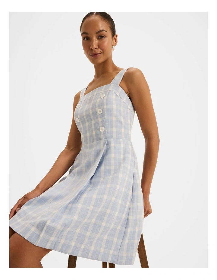 Grace Check Mini Dress in Sky Blue image 6