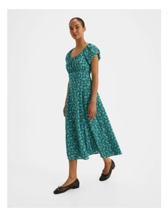 Diana Floral Midi Dress in Emerald