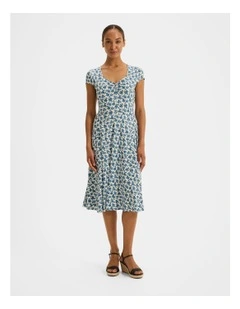 Diana Floral Jersey Dress in Ivory