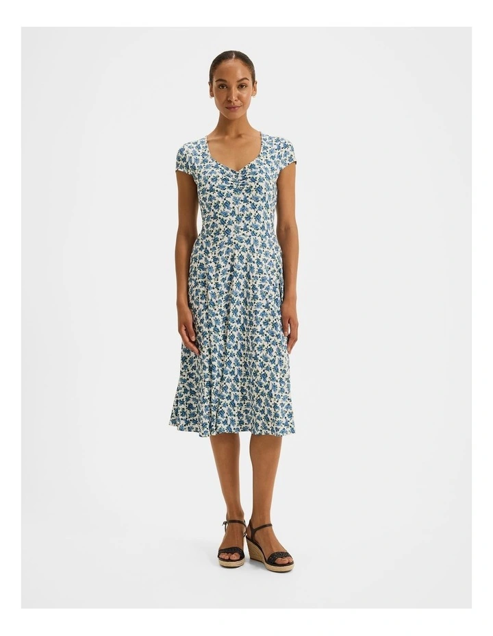 Diana Floral Jersey Dress in Ivory image 1