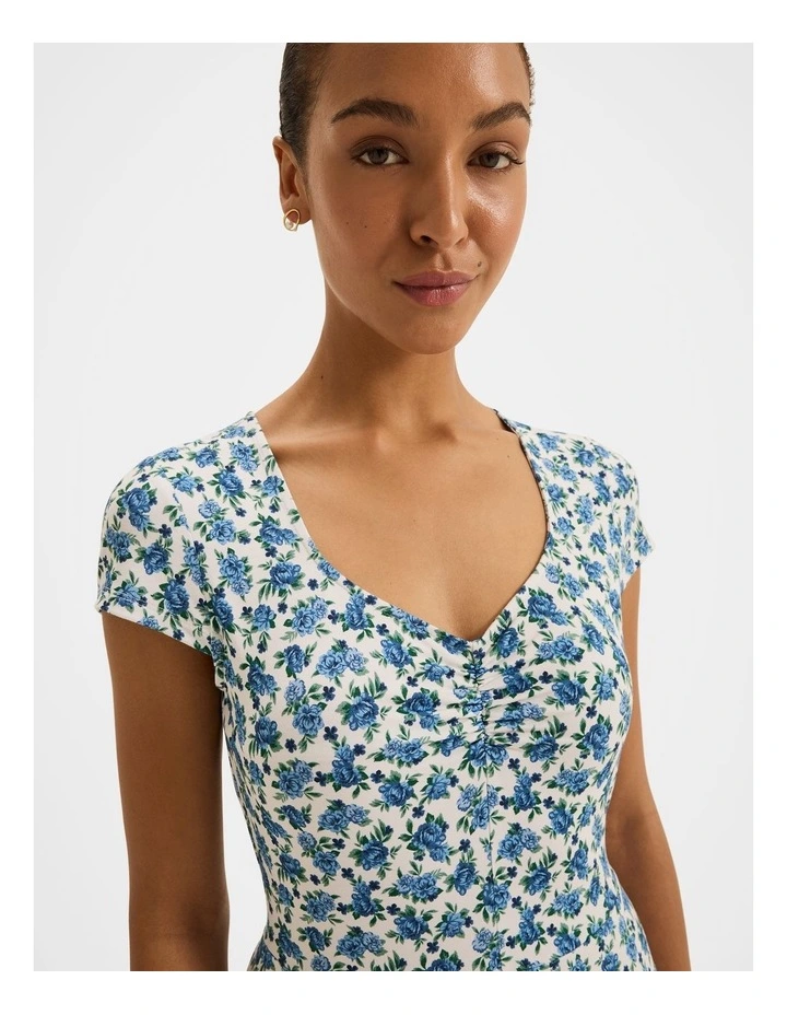 Diana Floral Jersey Dress in Ivory image 3