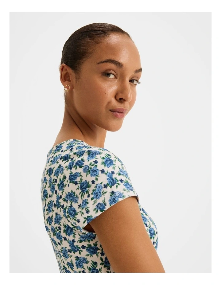 Diana Floral Jersey Dress in Ivory image 4