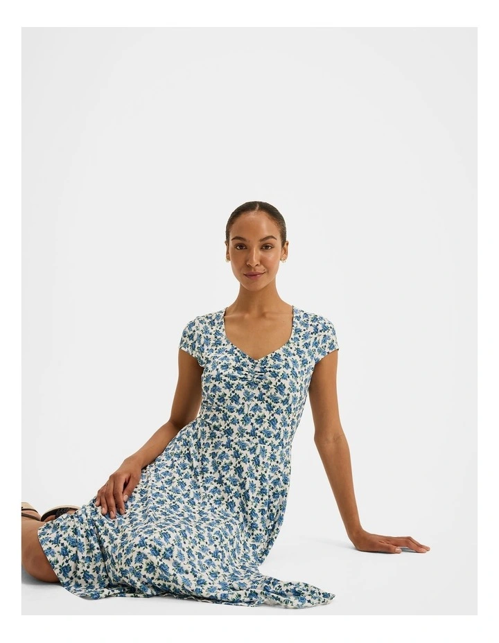 Diana Floral Jersey Dress in Ivory image 6