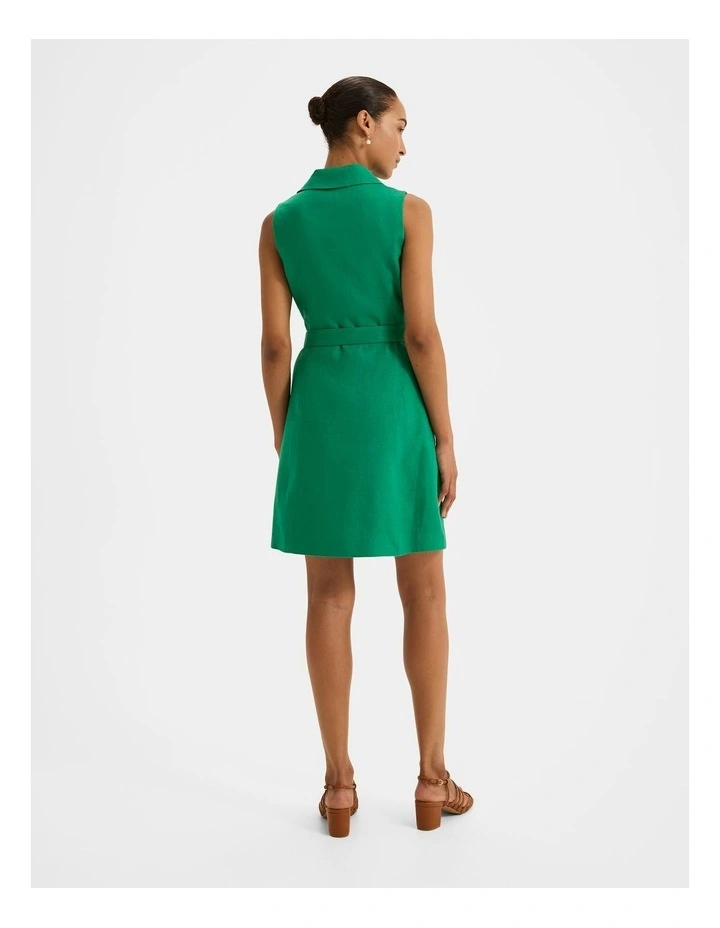 Victoria Linen Mini Dress in Emerald image 2