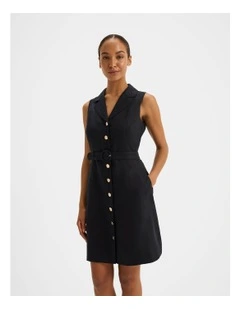 Victoria Linen Mini Dress in Ink