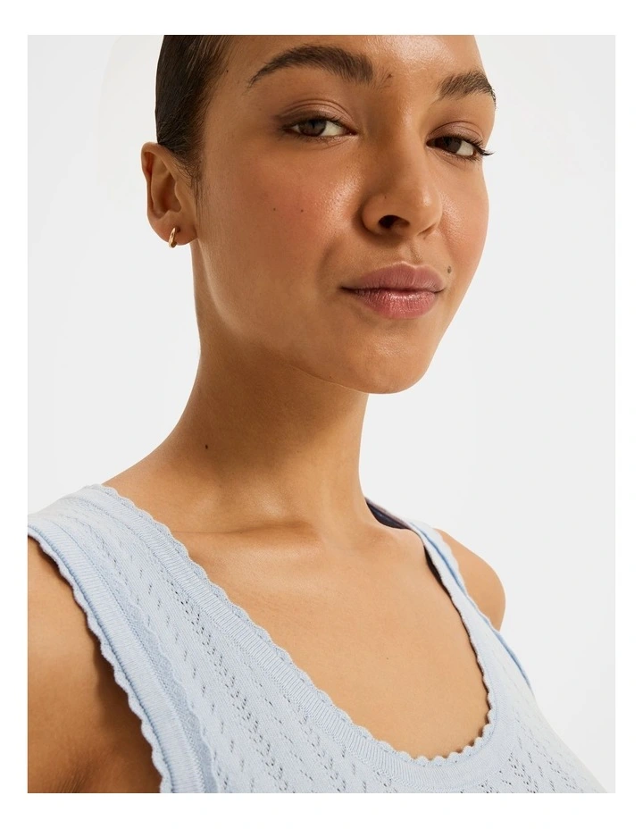 Fleur Knit Tank Top in Sky Blue image 3