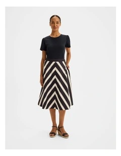 Umbrella Chevron Midi Skirt in Ink