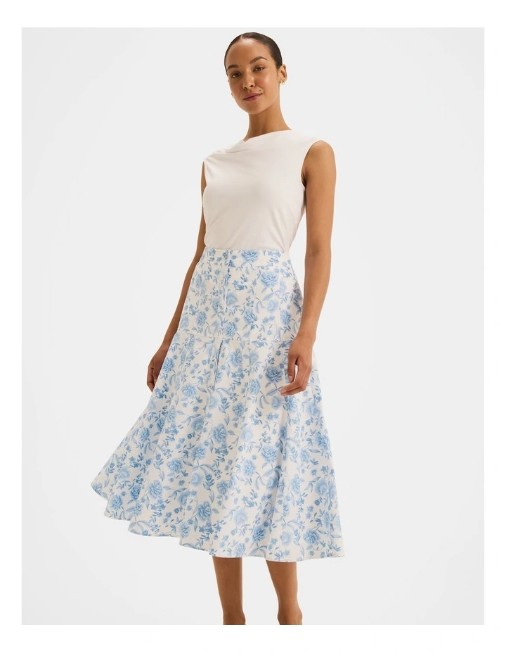 Charlotte Floral Midi Skirt in Ivory image 1