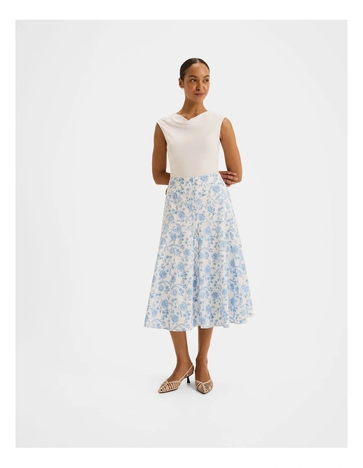 Charlotte Floral Midi Skirt in Ivory image 6