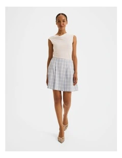 Grace Check Mini Skirt in Sky Blue