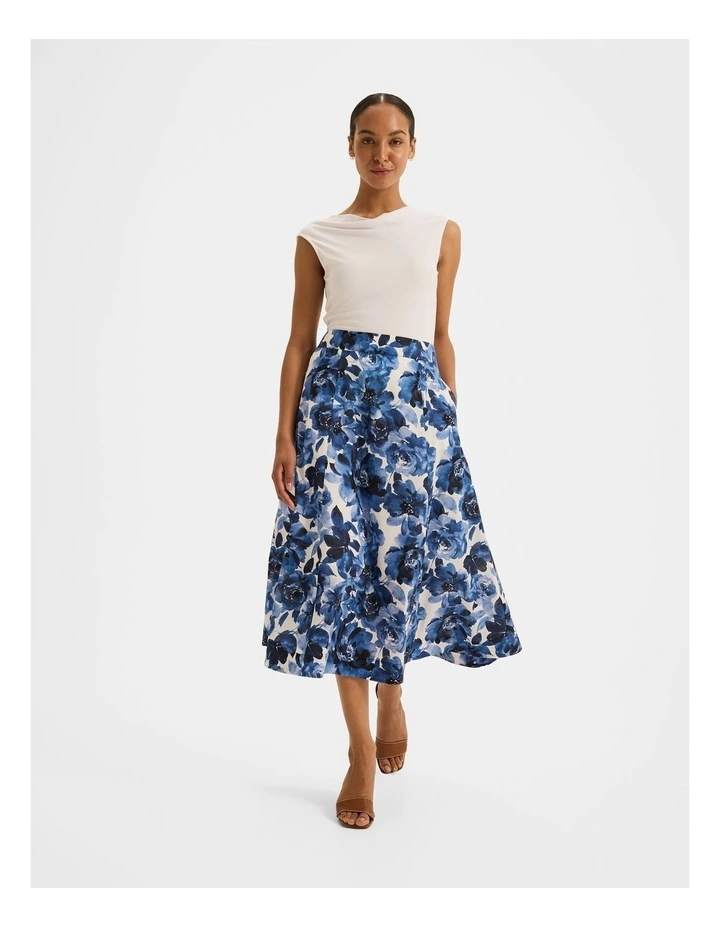 Elizabeth Floral Midi Skirt in Ivory image 1