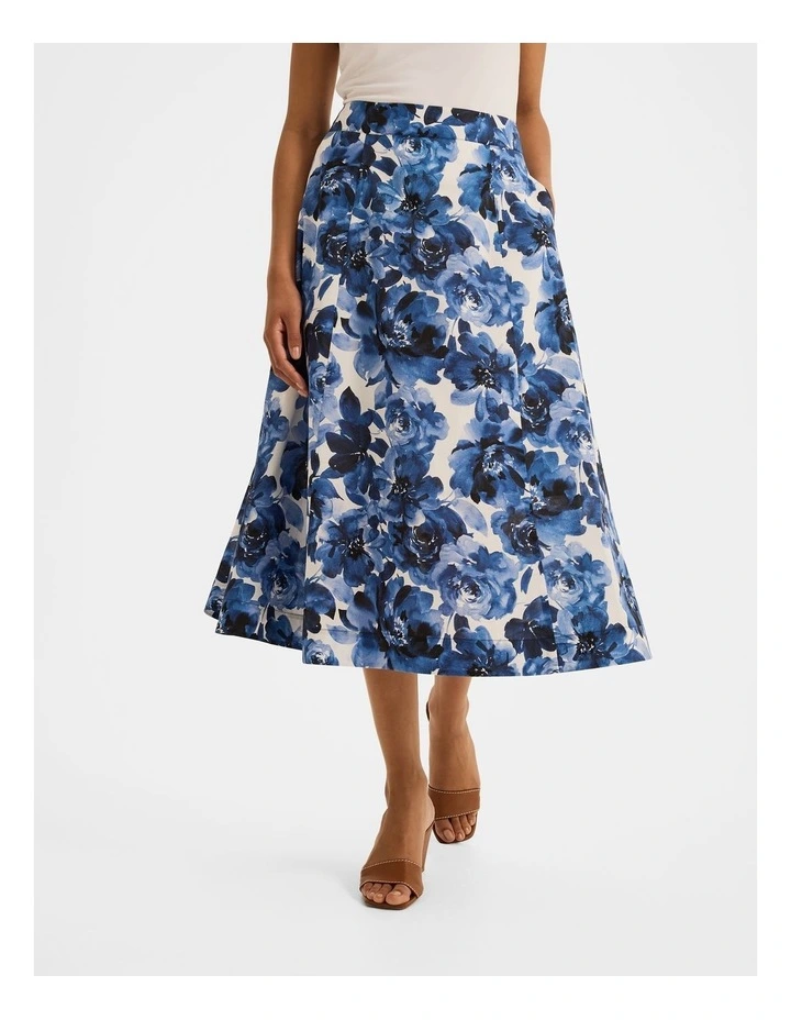 Elizabeth Floral Midi Skirt in Ivory image 3