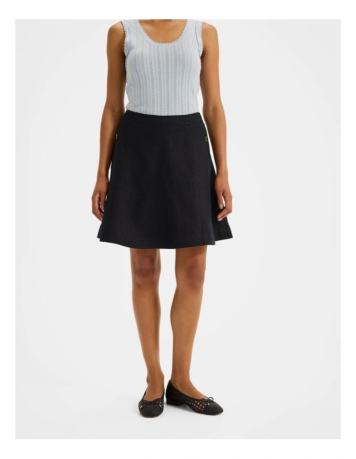 Jane Linen Mini Skirt in Ink image 3