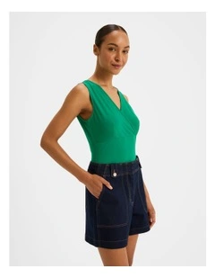 Ariel Jersey Tank Top in Emerald