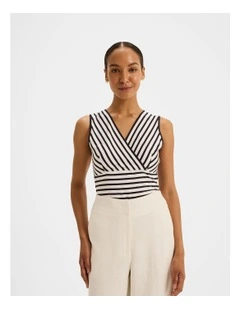 Leila Jersey Stripe Tank Top in Ivory