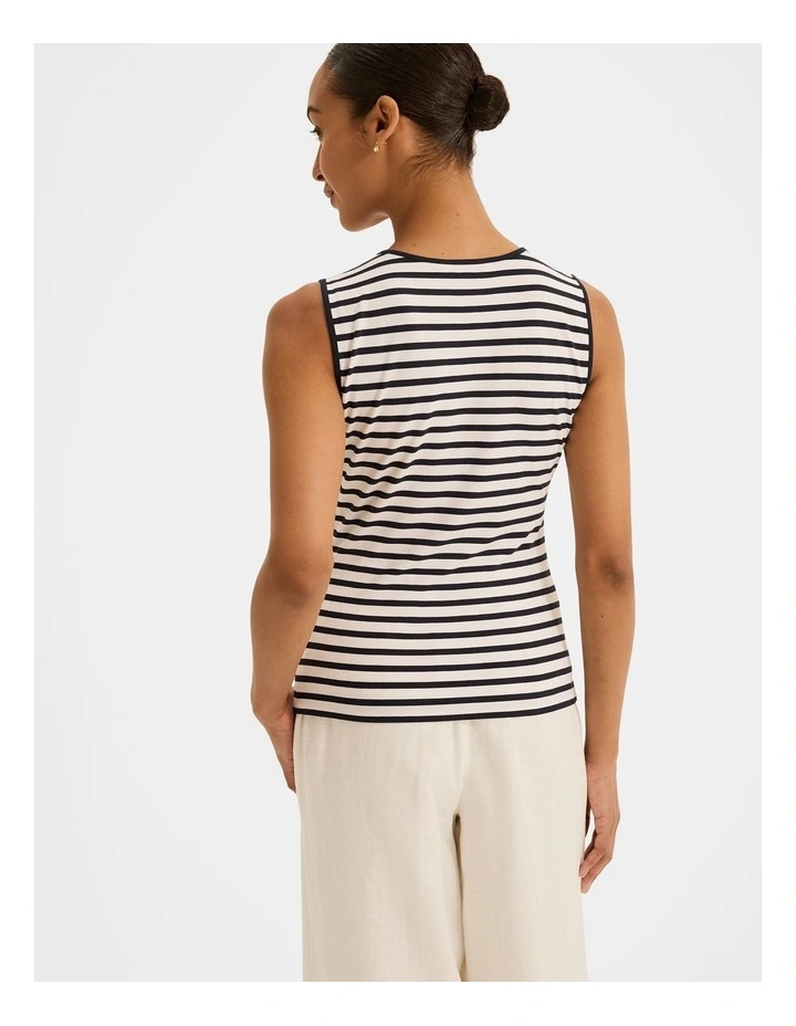 Leila Jersey Stripe Tank Top in Ivory image 2