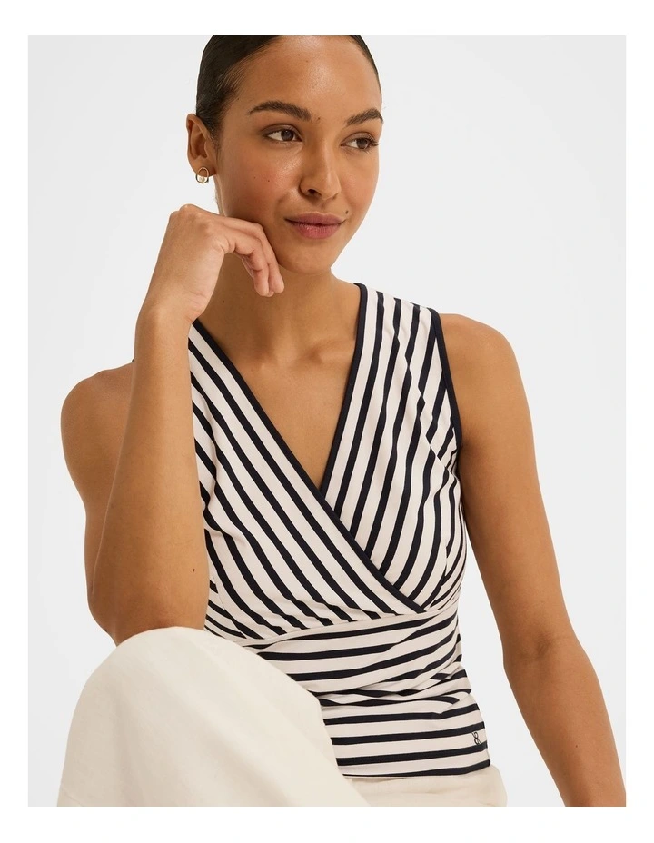 Leila Jersey Stripe Tank Top in Ivory image 3