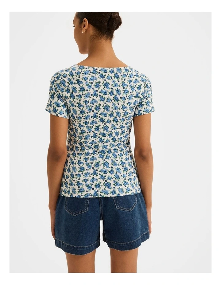 Diana Floral Jersey Tee in Ivory image 2