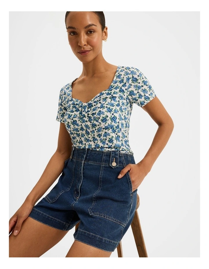 Diana Floral Jersey Tee in Ivory image 3