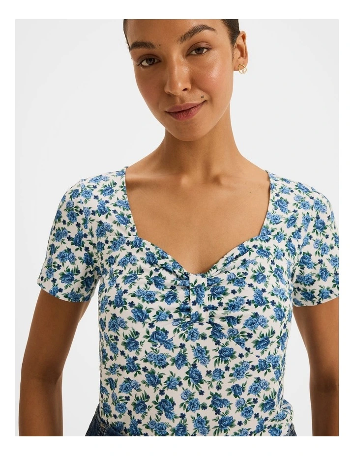 Diana Floral Jersey Tee in Ivory image 4