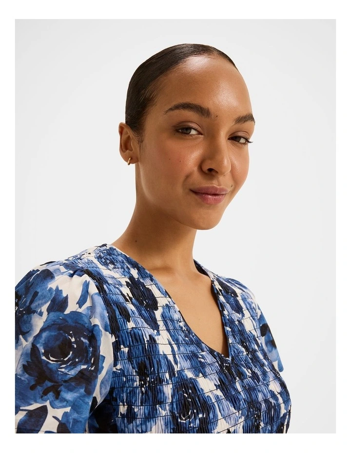 Elizabeth Shirred Peplum Top in Ivory image 3